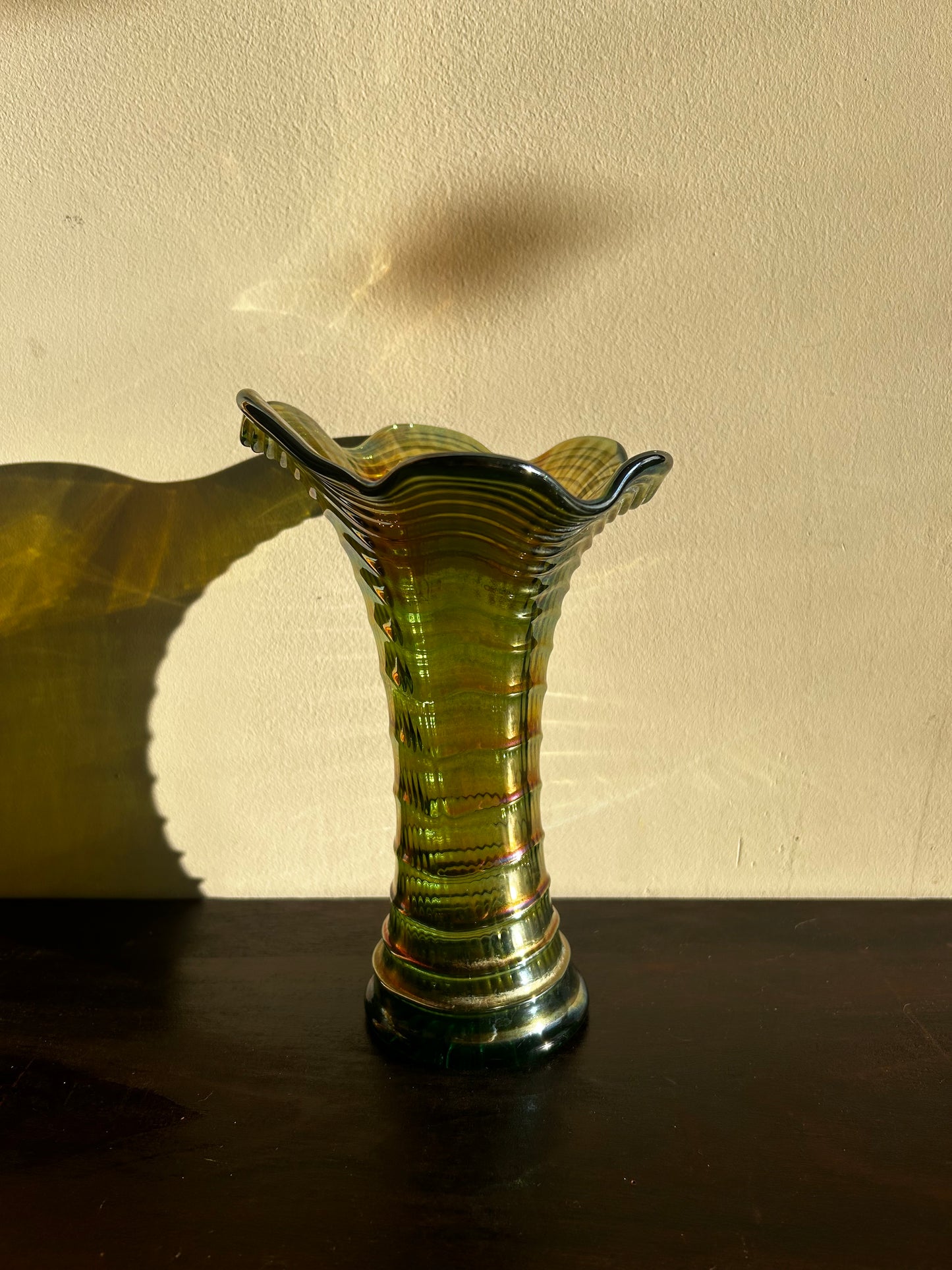 Imperial Ripple Green Carnival Vase