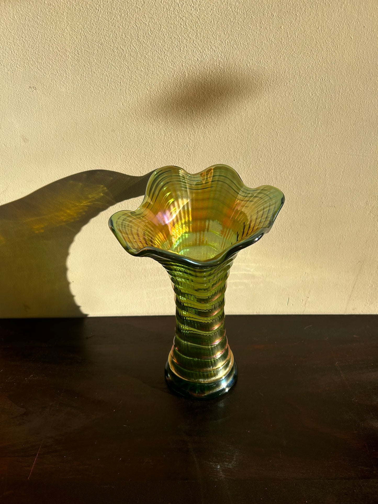 Imperial Ripple Green Carnival Vase