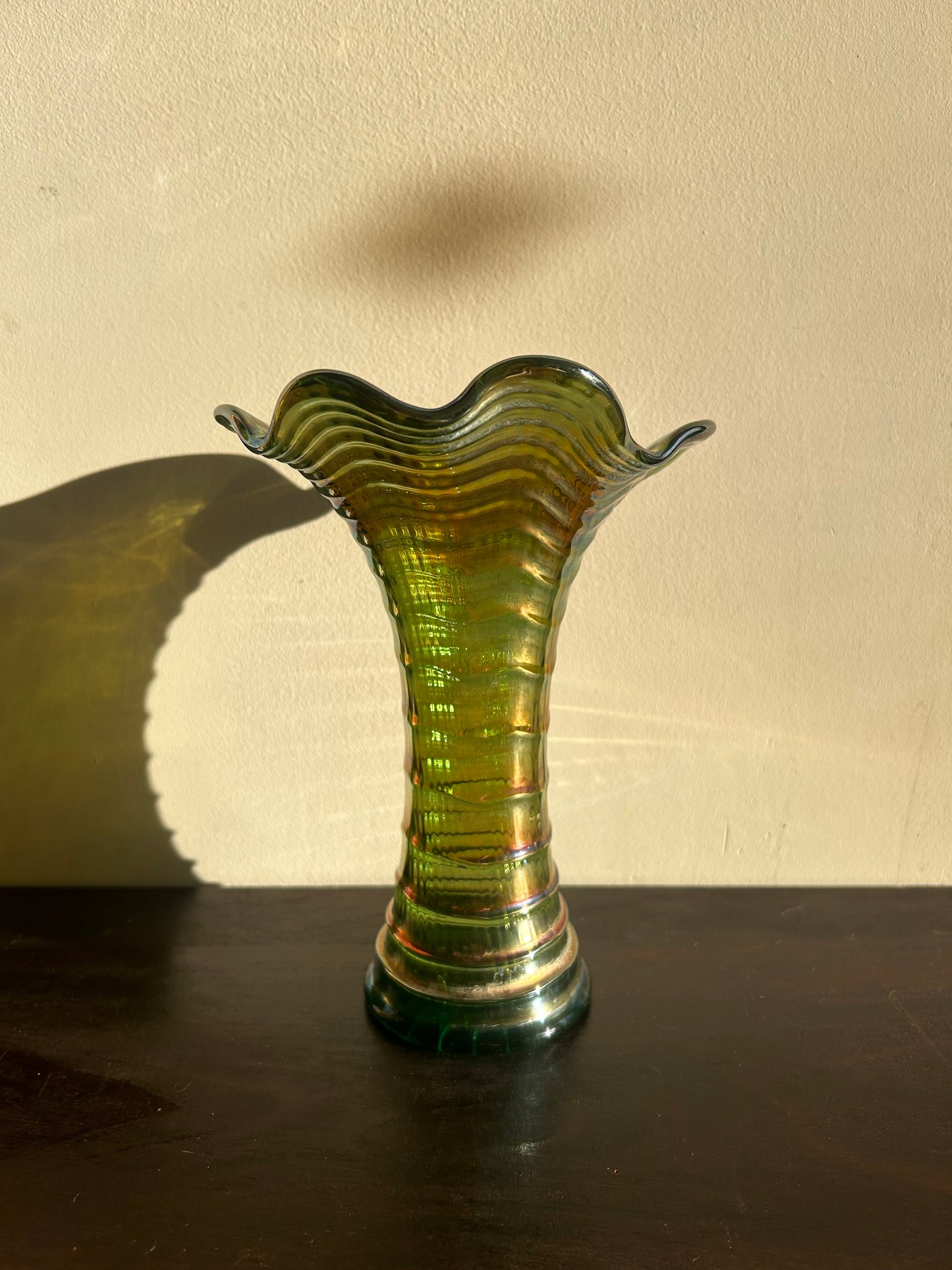 Imperial Ripple Green Carnival Vase