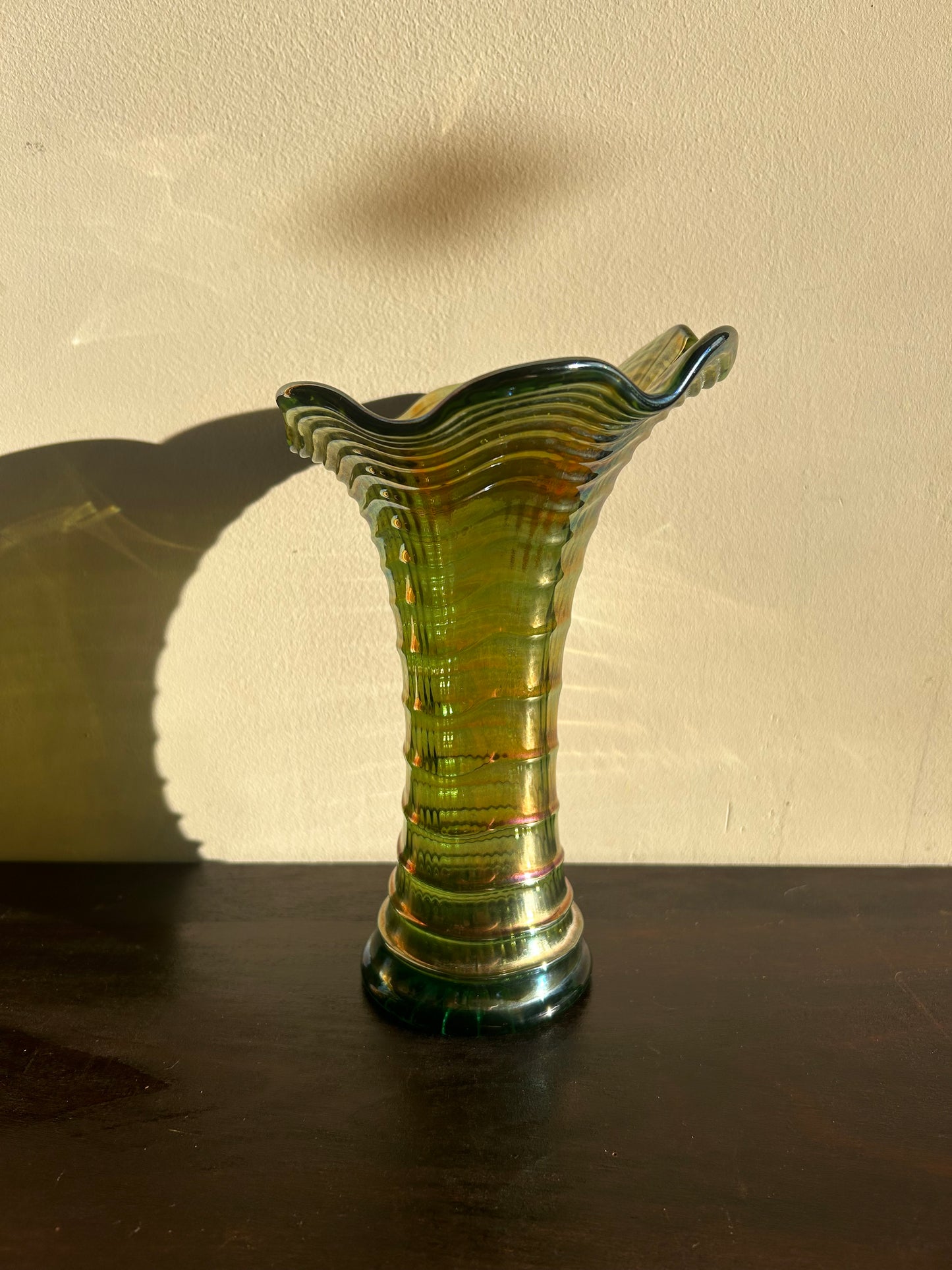 Imperial Ripple Green Carnival Vase