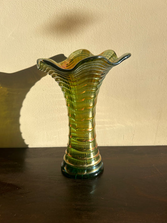 Imperial Ripple Green Carnival Vase